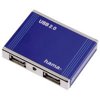 Hama USB 2.0 Hub Alu mini 1:4, Blue (00078497)